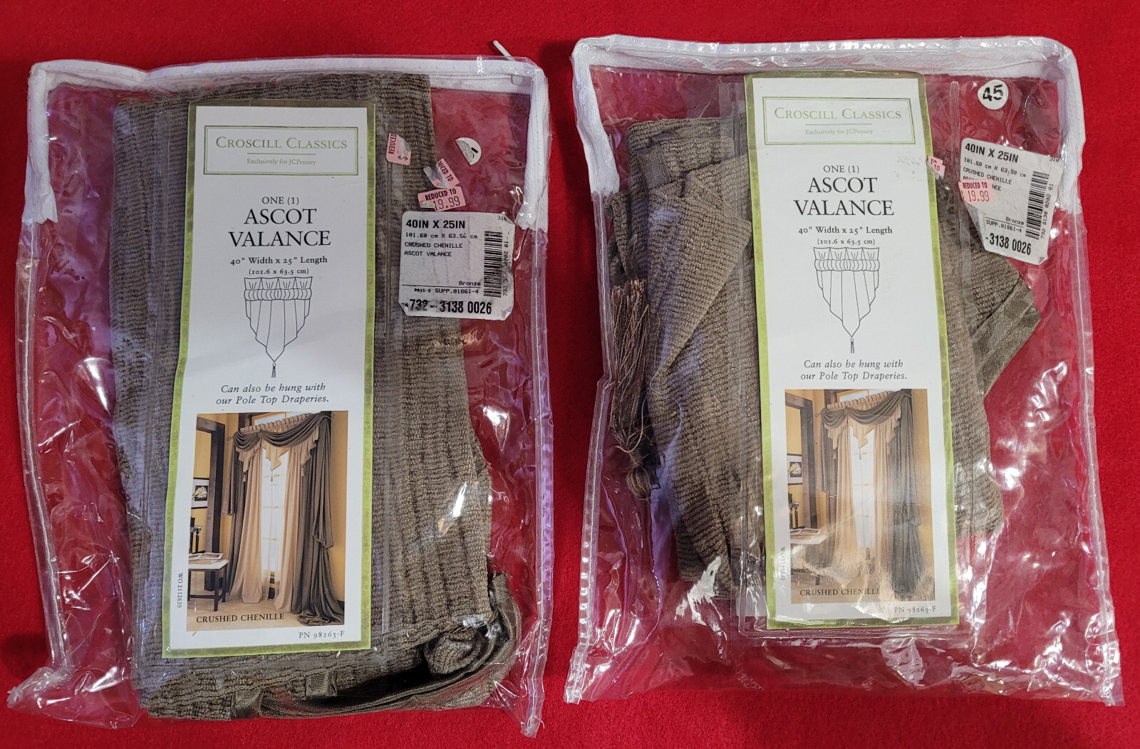 CROSCILL Ascot Valance 40″x25″ Crushed Chenille Bronze NEW #93D7