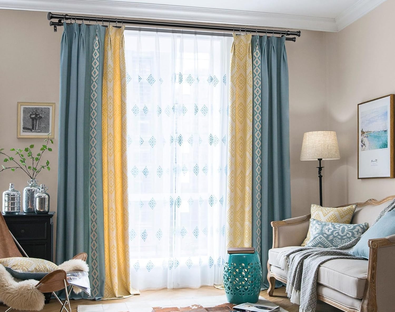 1 Inch Double Curtain Rods 66 to 120 Inches (5.5 to 10ft), Heavy Duty Decorative