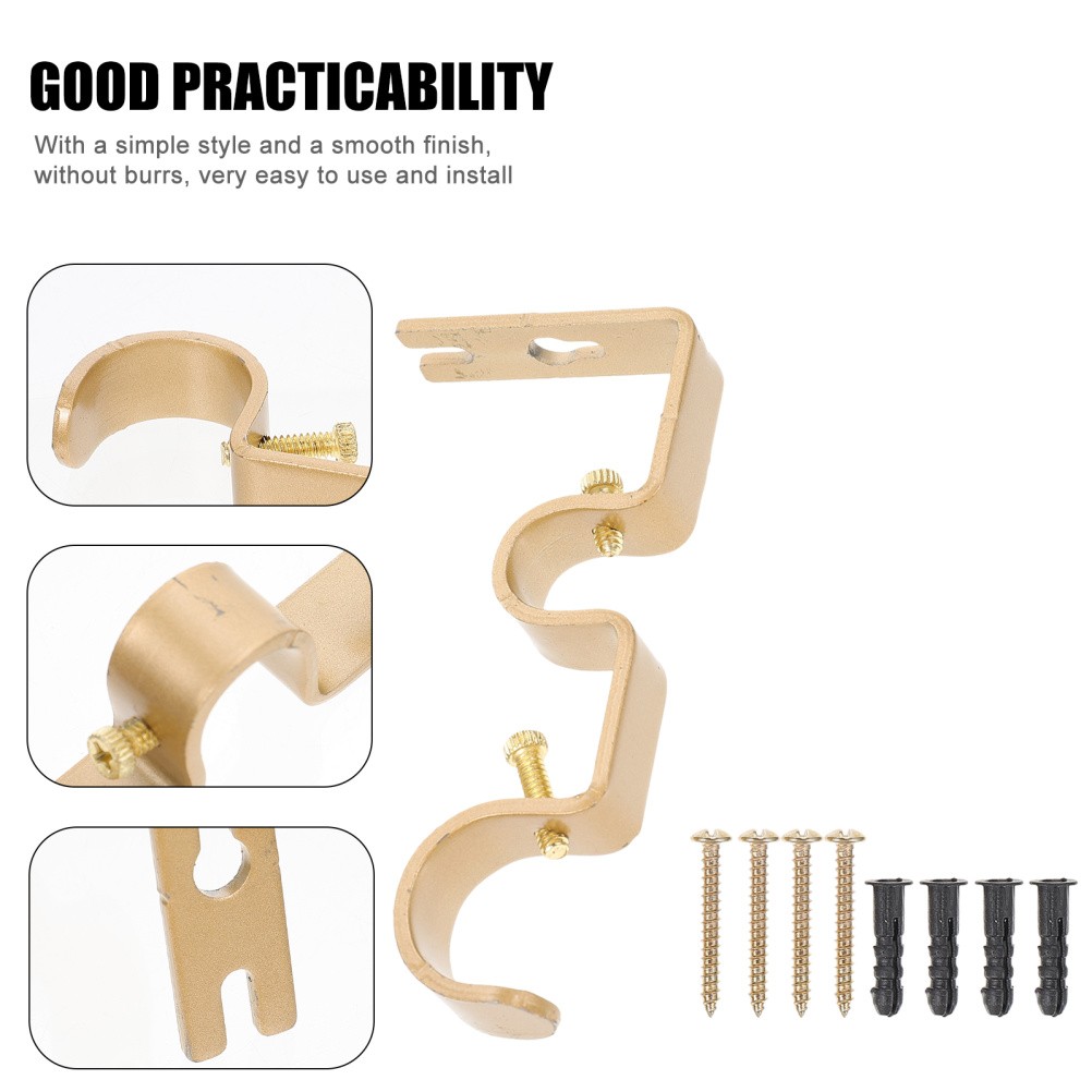 2 Sets Heavy Duty Rod Bracket Wall Mount Curtain Rod Holder Stand