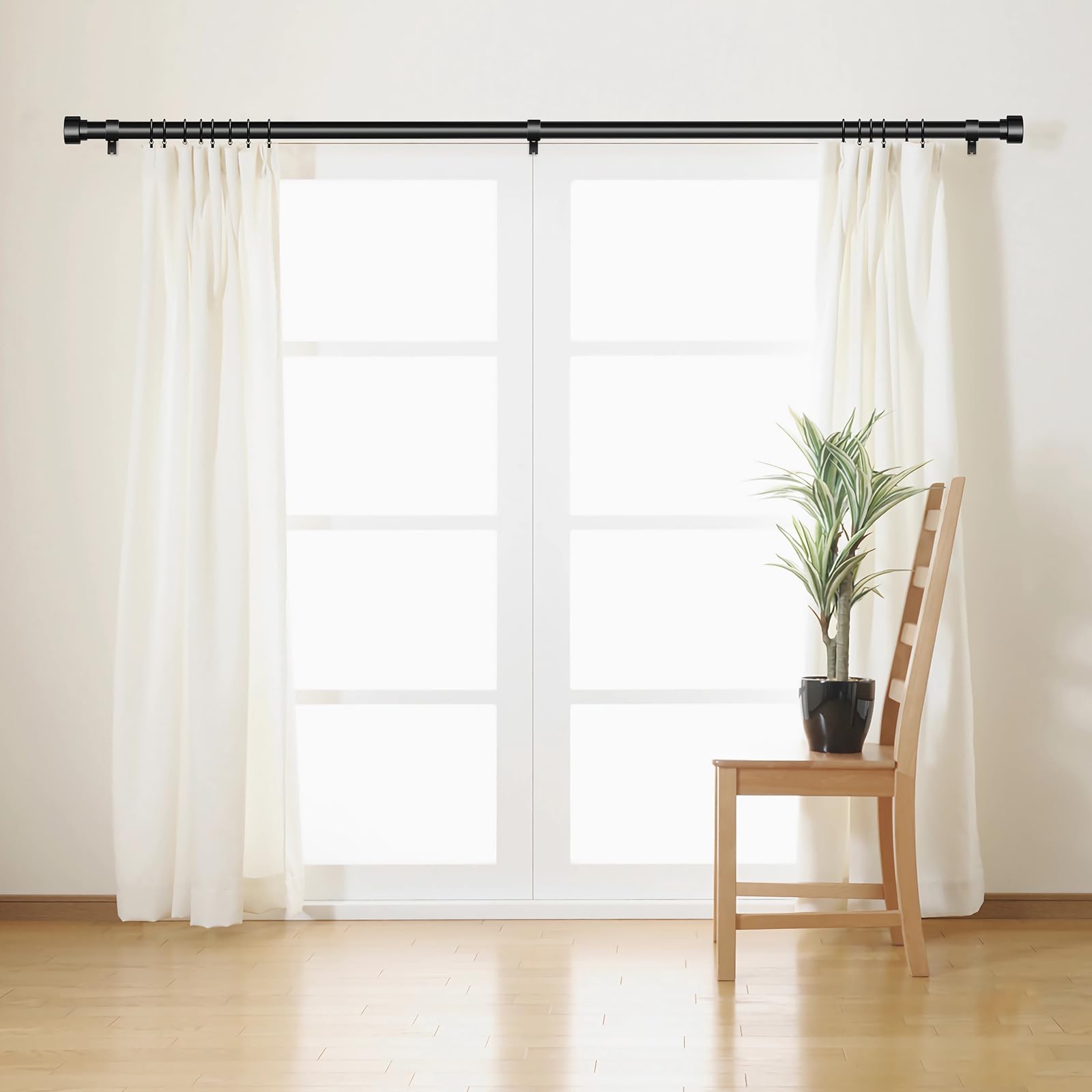 Black Curtain Rods for Windows 32 to 120 Inch (2.6-10 Feet), 1 Inch Diameter …