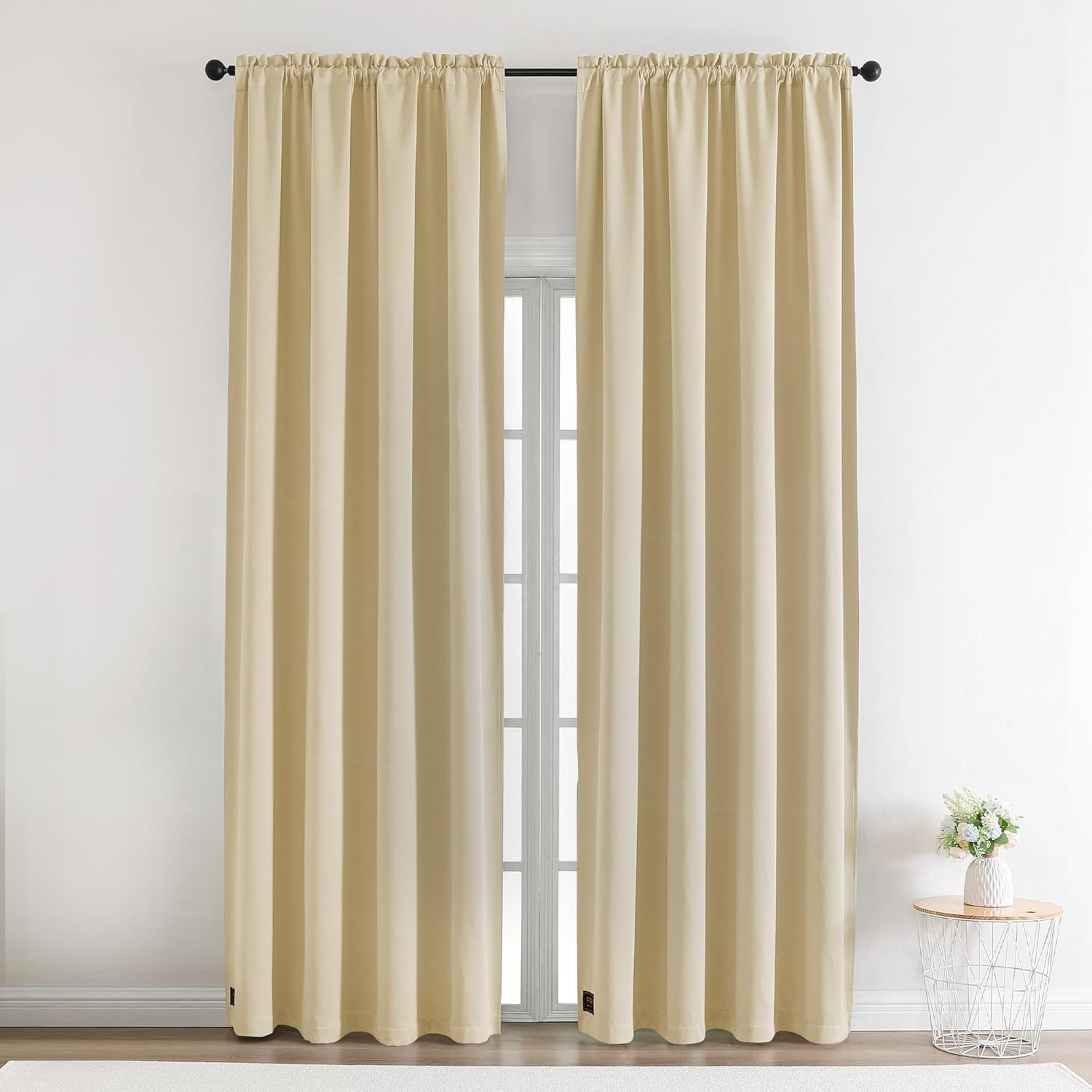 Beige Flame Retardant Curtains for Hotels & Auditoriums – 52×108 In, 2 Panels