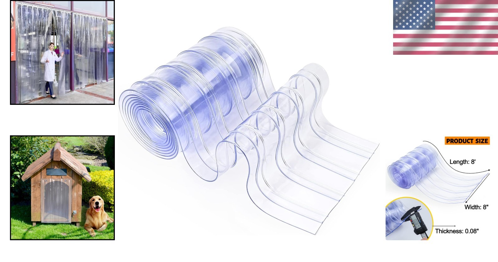 Clear PVC Door Curtain Strip 8″ x 96″ – Durable Energy-Saving Solution