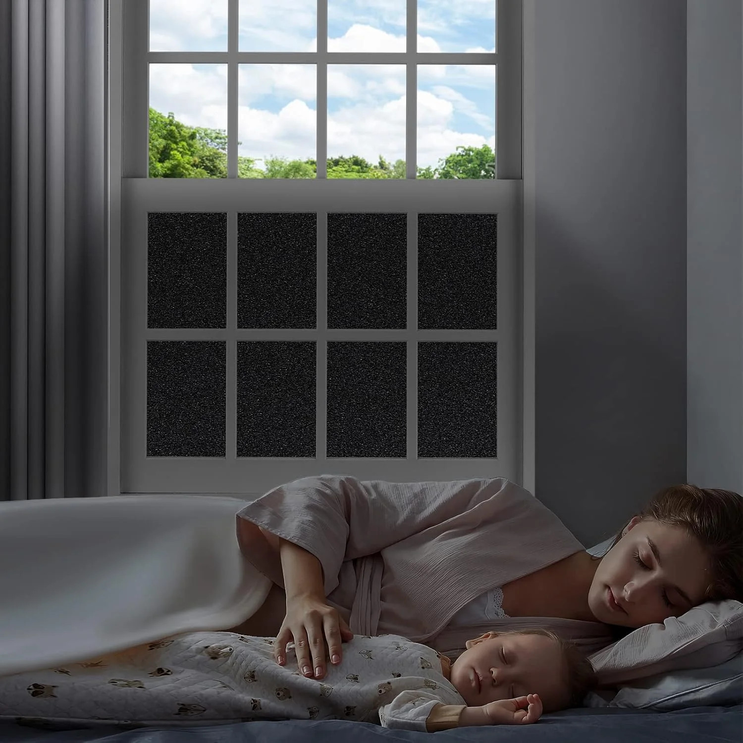 Blackout Privacy Window Film 100% Light Blocking Frosted Static Cling Cover
