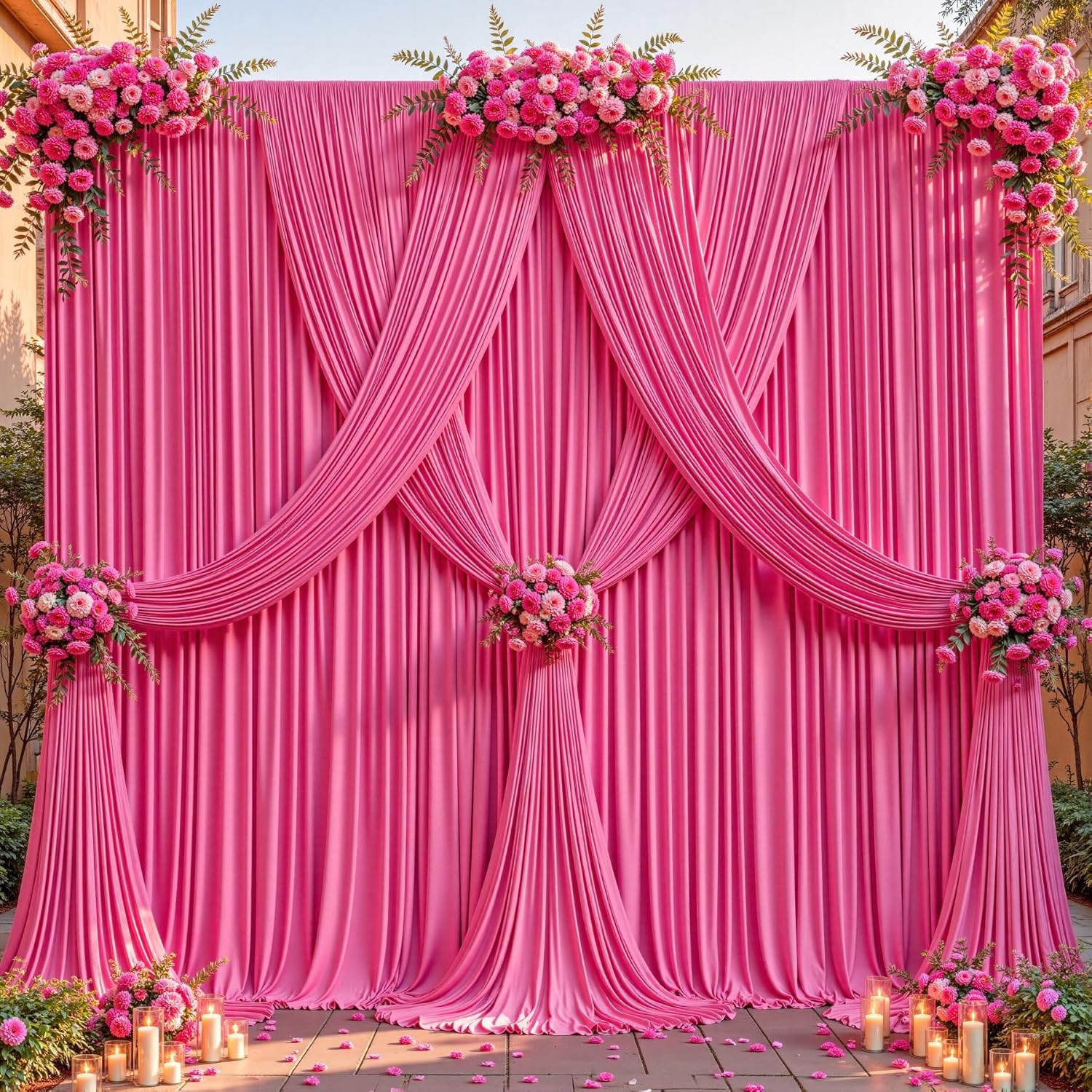 40ftx10ft Wrinkle Hot Pink Backdrop Curtain – 10 Feet Photography Backdrop