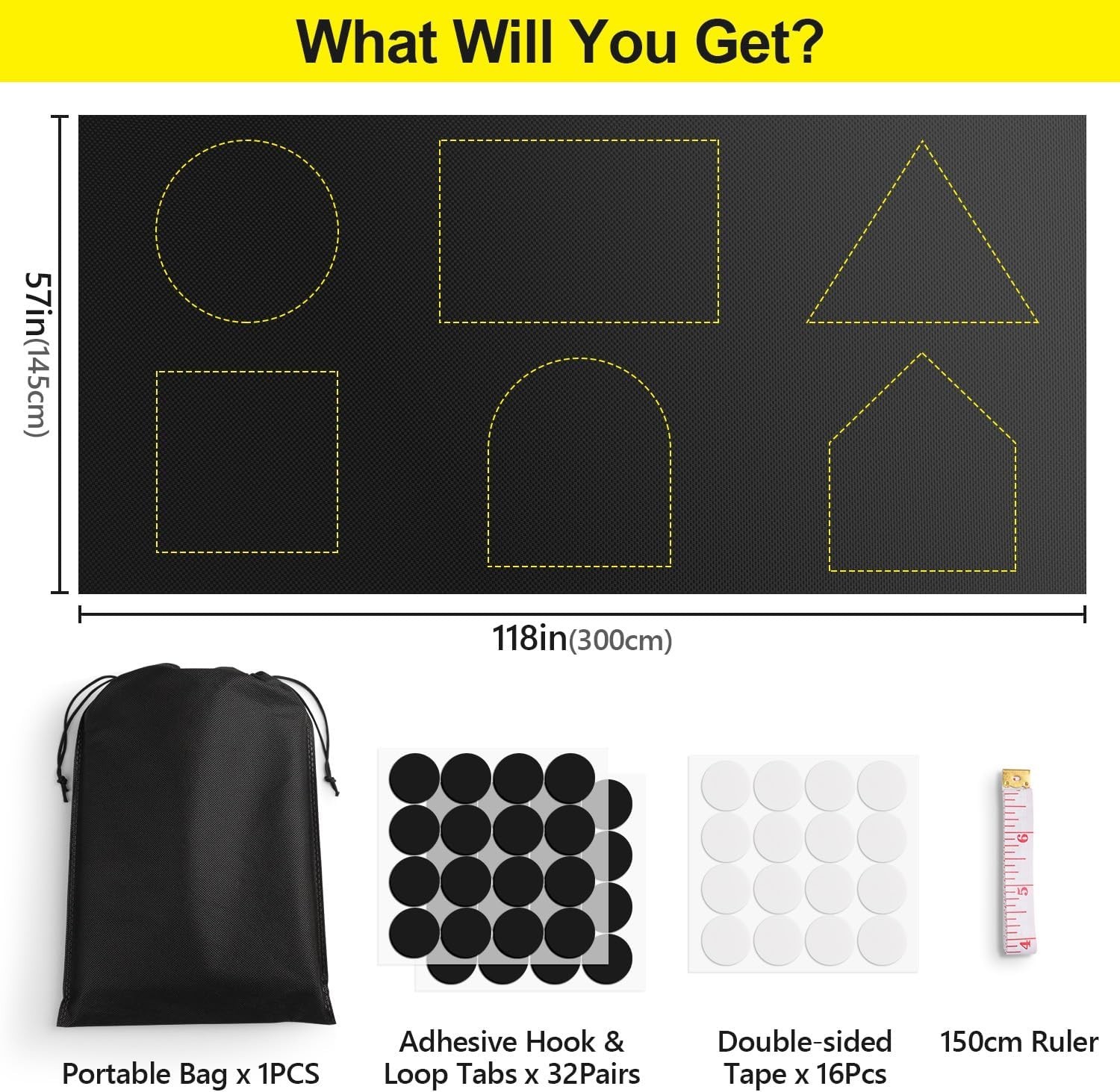 Blackout Window Cover – 57×118 Portable Sun Light Blocker for Bedroom, Dorm, RV