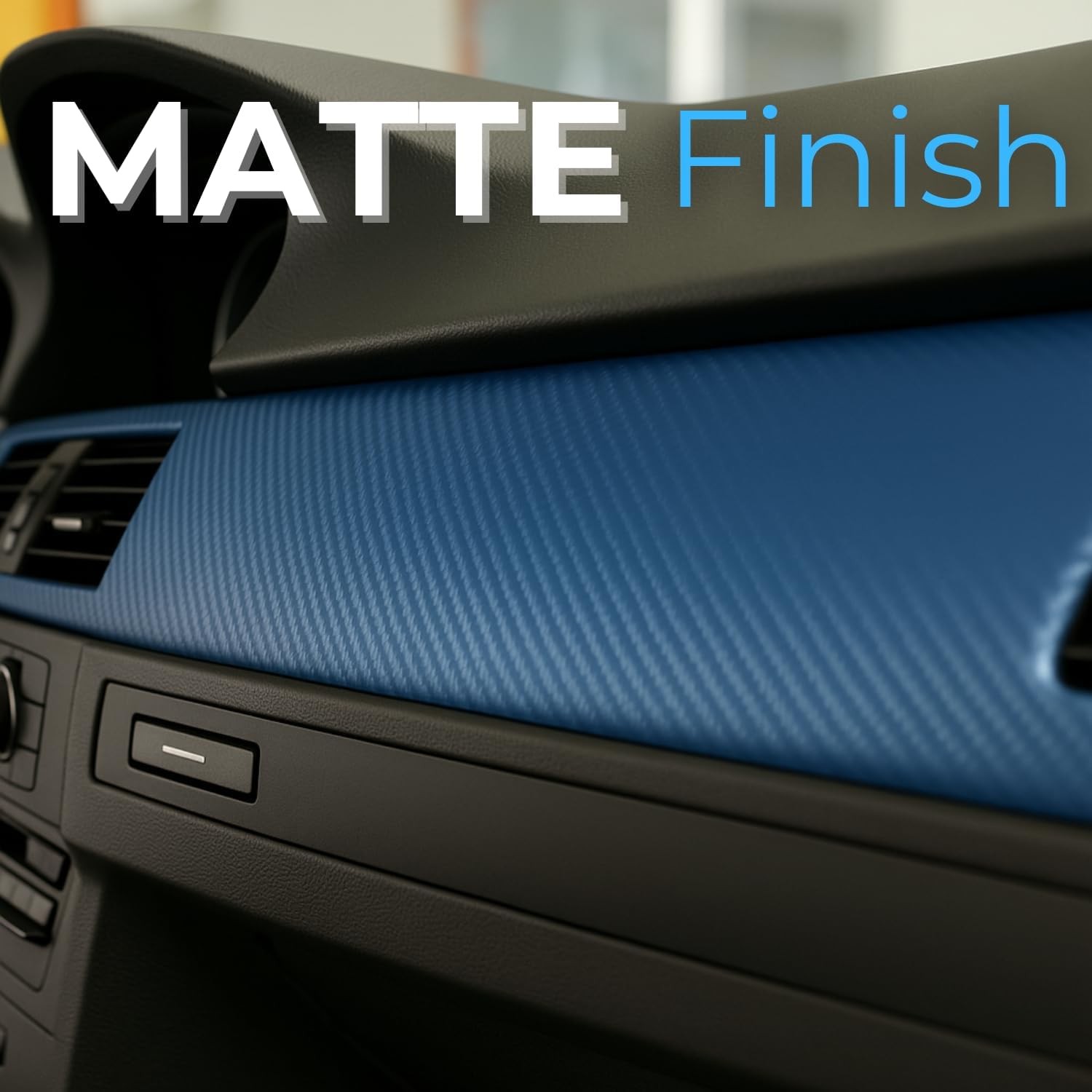 RockRose 3D Matte Navy Blue Carbon Fiber Vinyl Wrap – Self-Adhesive, Anti-Wrinkl
