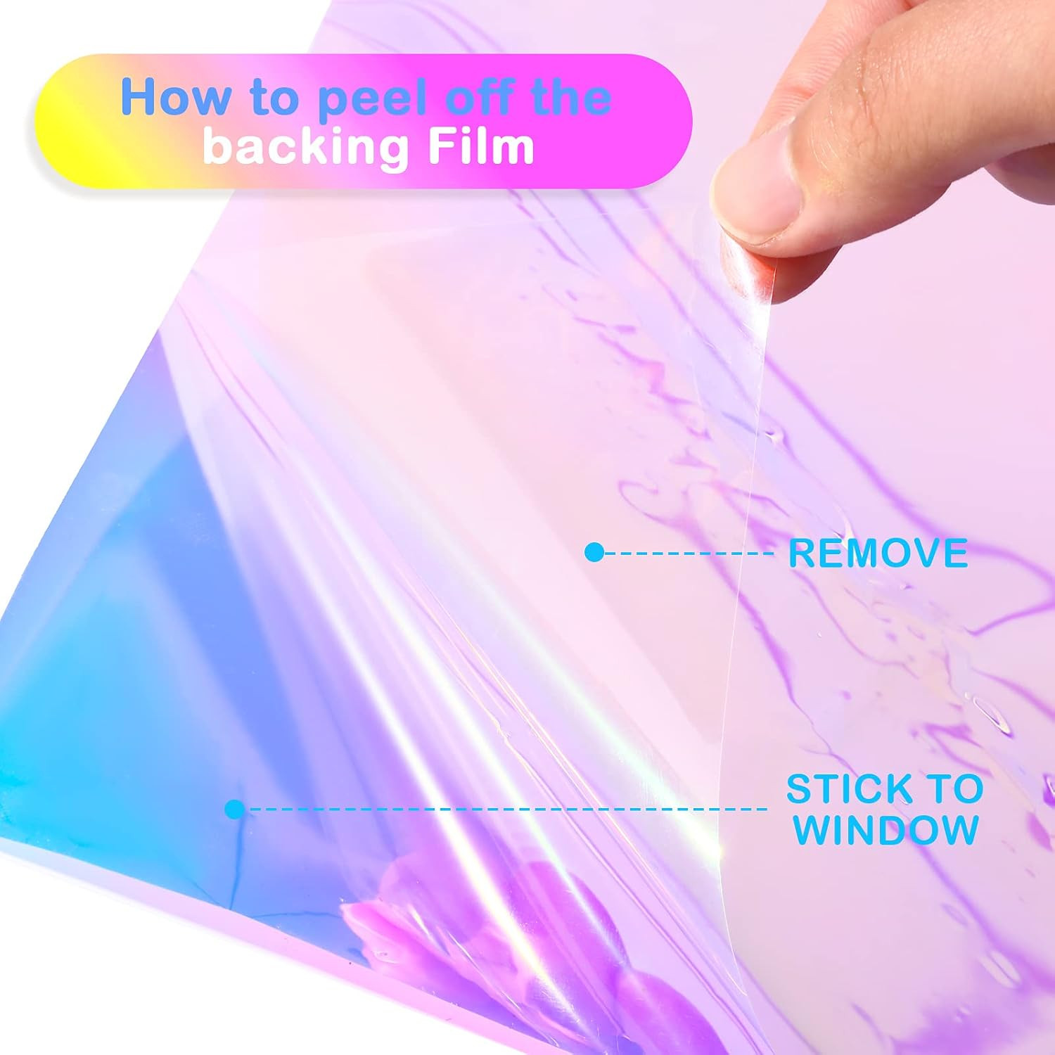 1 Sheet Iridescent Cellophane Wrap Roll Holographic Window Film 16 X 100 Inches