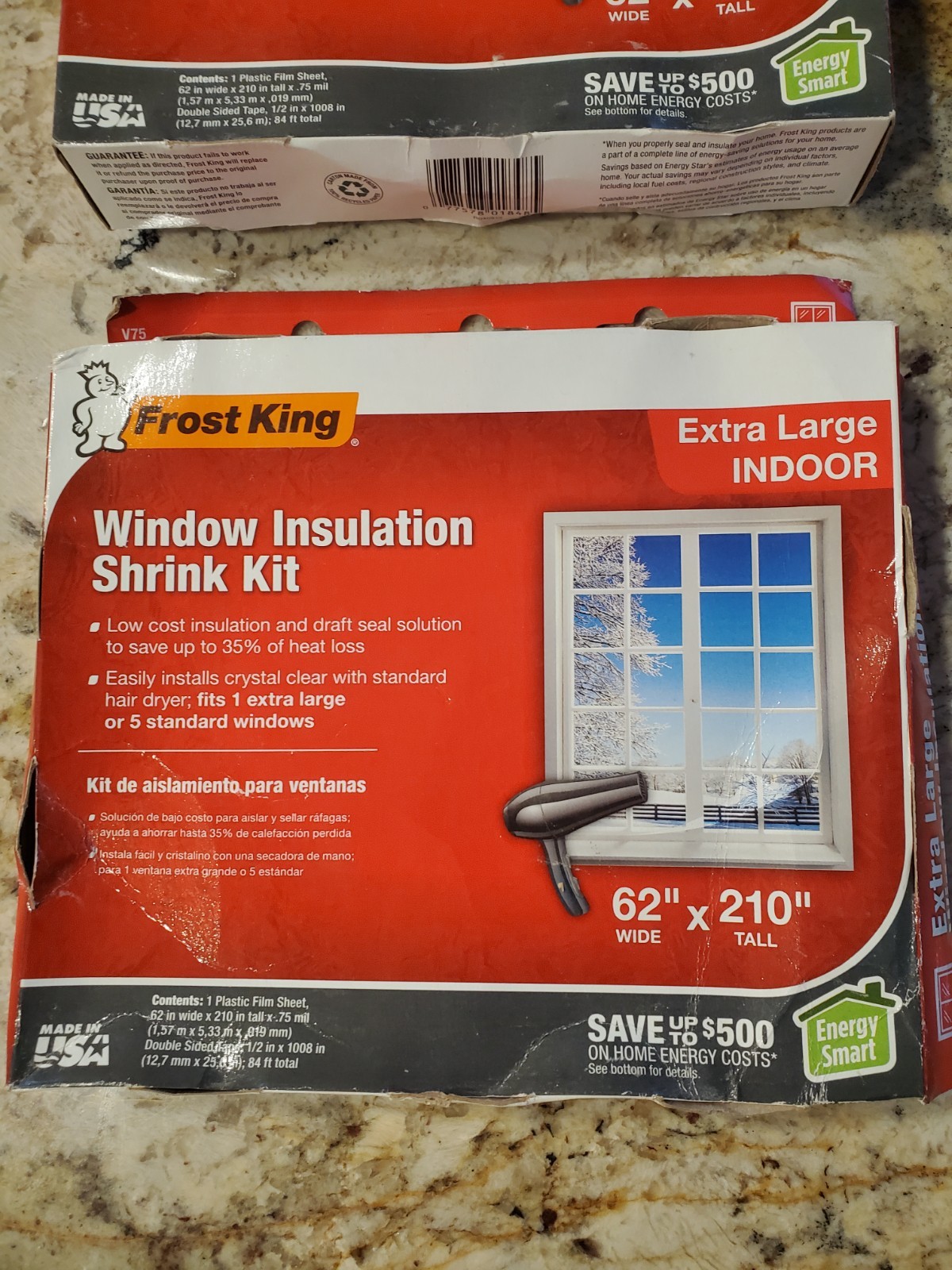Frost King Extra Large Window Insulation Shrink Kit Draft Seal 62″ X 210″ 2 Pack