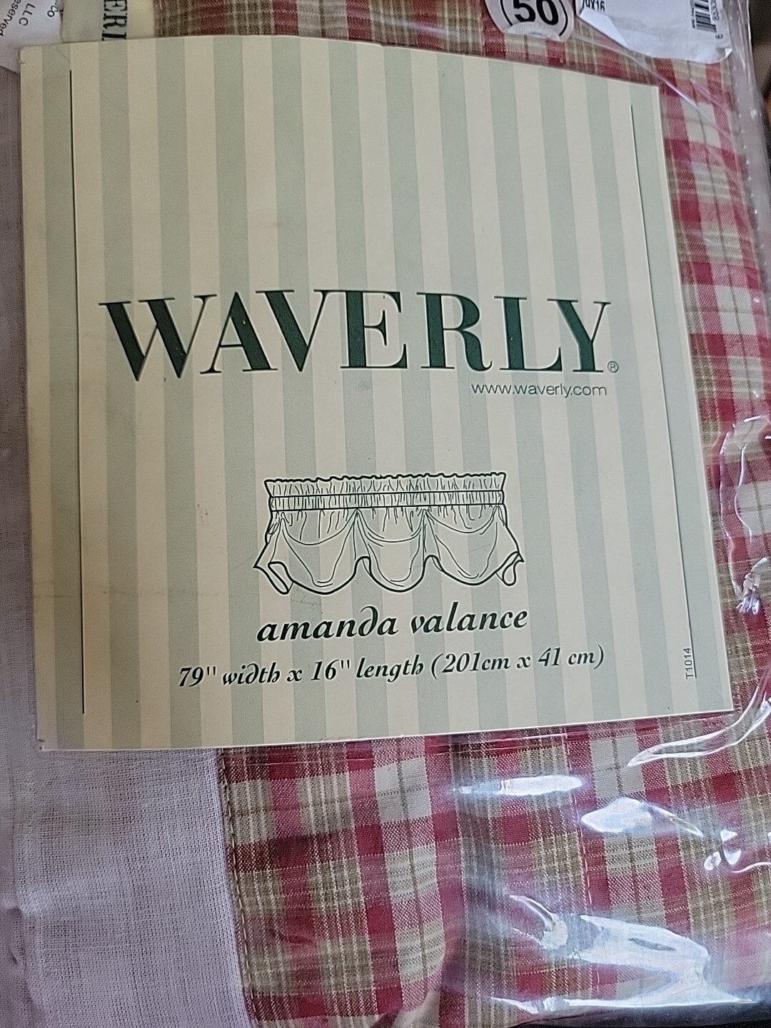 1 WAVERLY Amanda Valance Tea Rose Plaid Antique 79″×16″ Cotton New