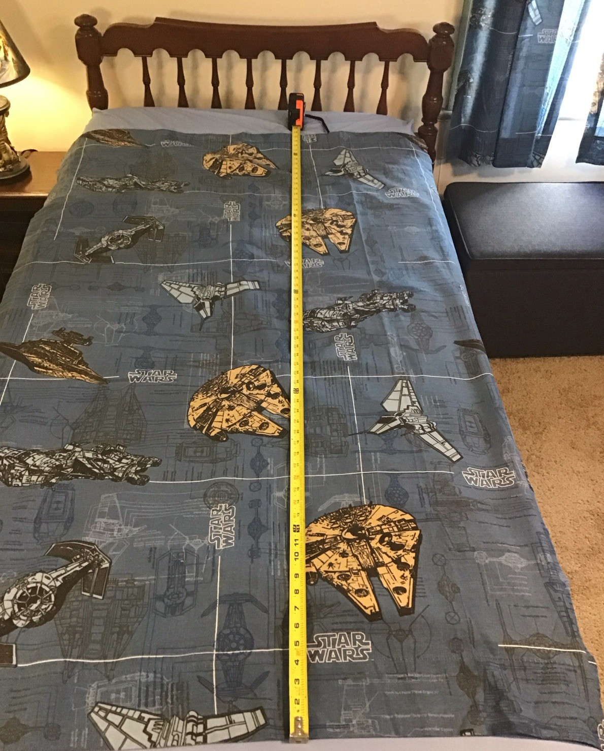 1997 Star Wars 2 Valance + 4 Panel Curtains Blue blueprint Millennium Falcon