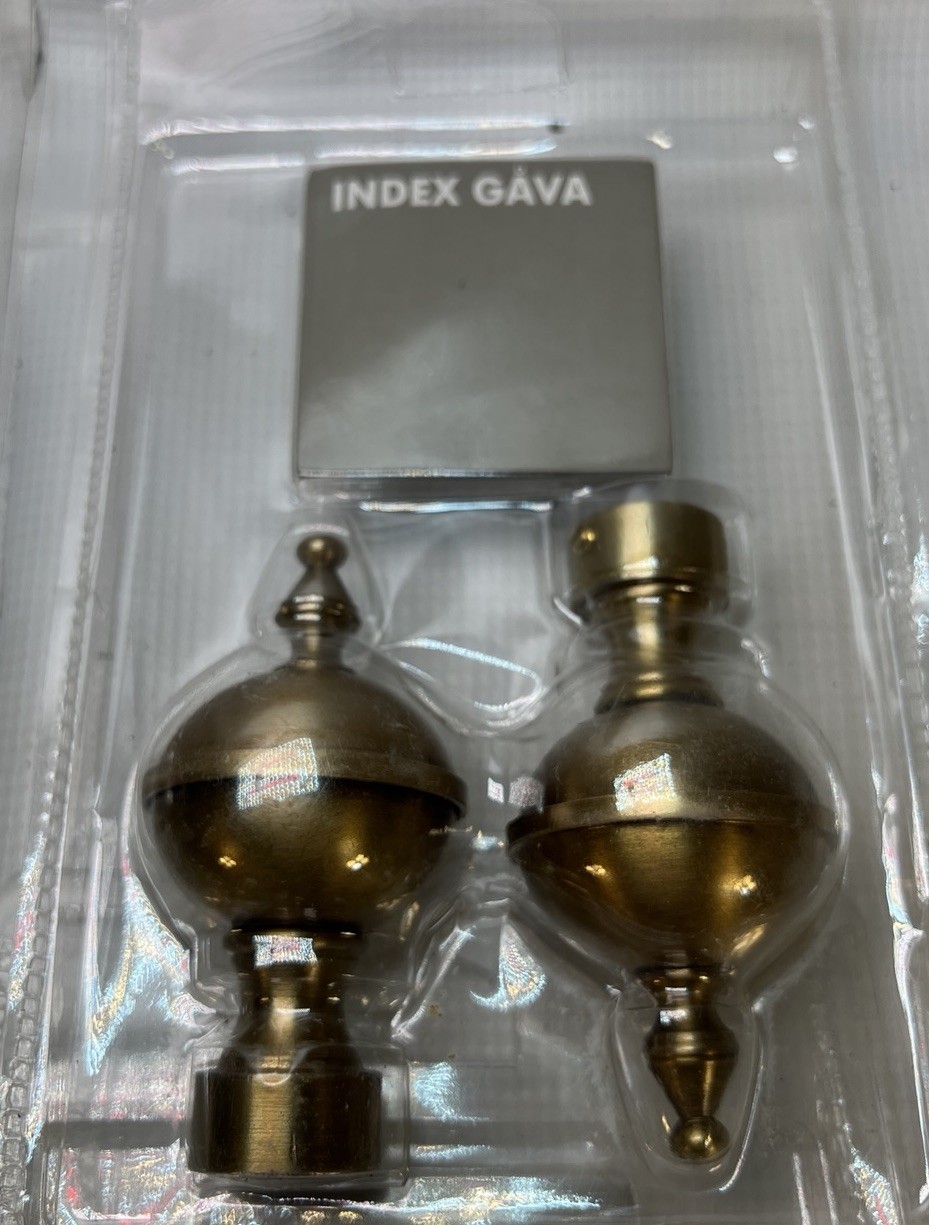 Lot Of 6 New IKEA Index Gava Gold Golden Brass Bronze Curtain Rod Cap