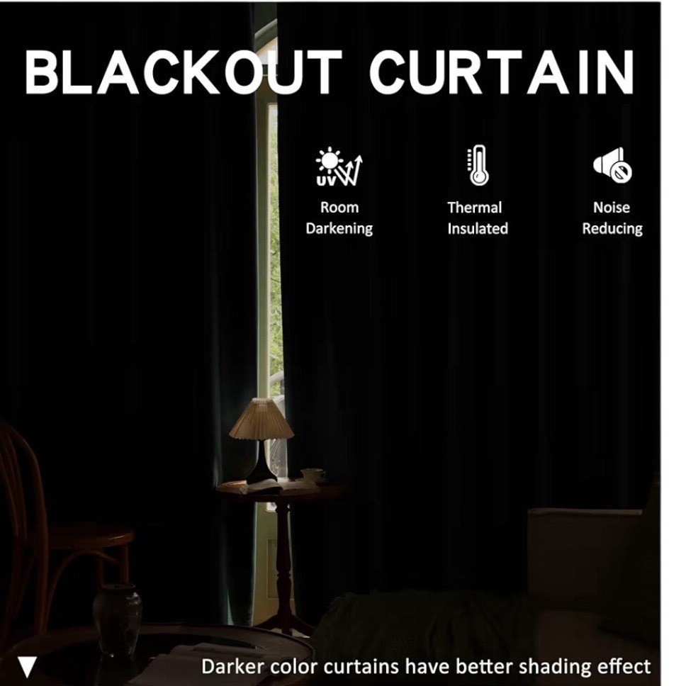 OYRING Blackout Pinch Pleat Curtain Panel 38×63 Black Thermal Insulated 1 Panel