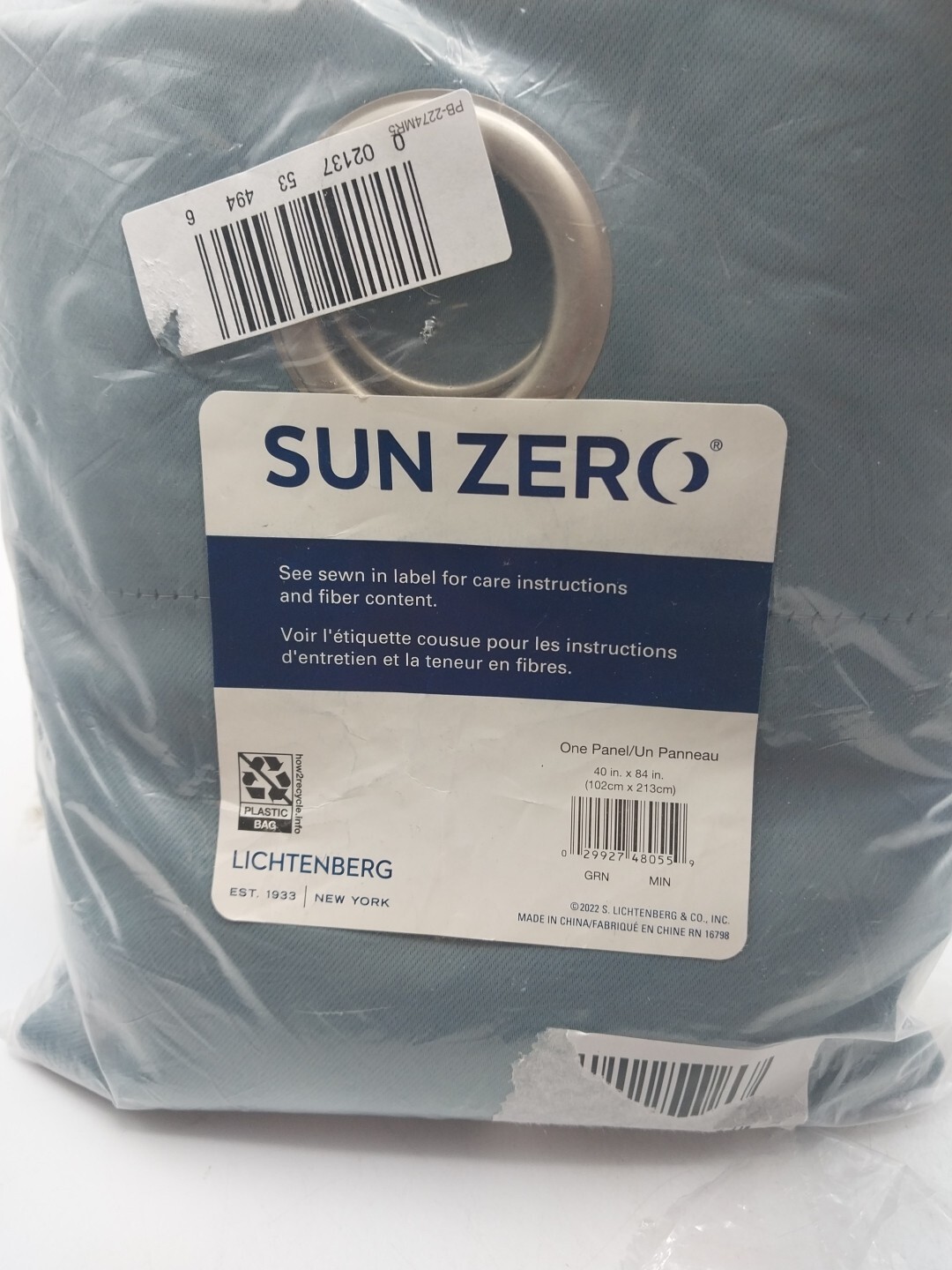 Sun Zero Panel Curtain Grommet 40in x 84in Teal Blue