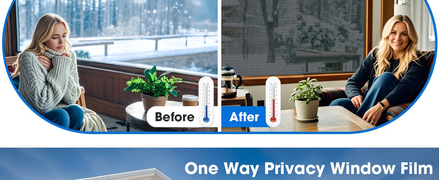 Coavas One Way Privacy Window Film, Reflective Home, Blue Silver