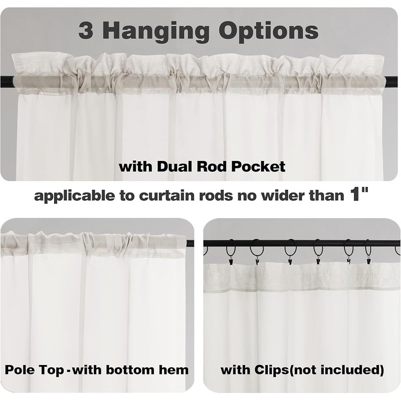 Sheer Polyester Curtains Living Room Bedroom Privacy Filter Light New
