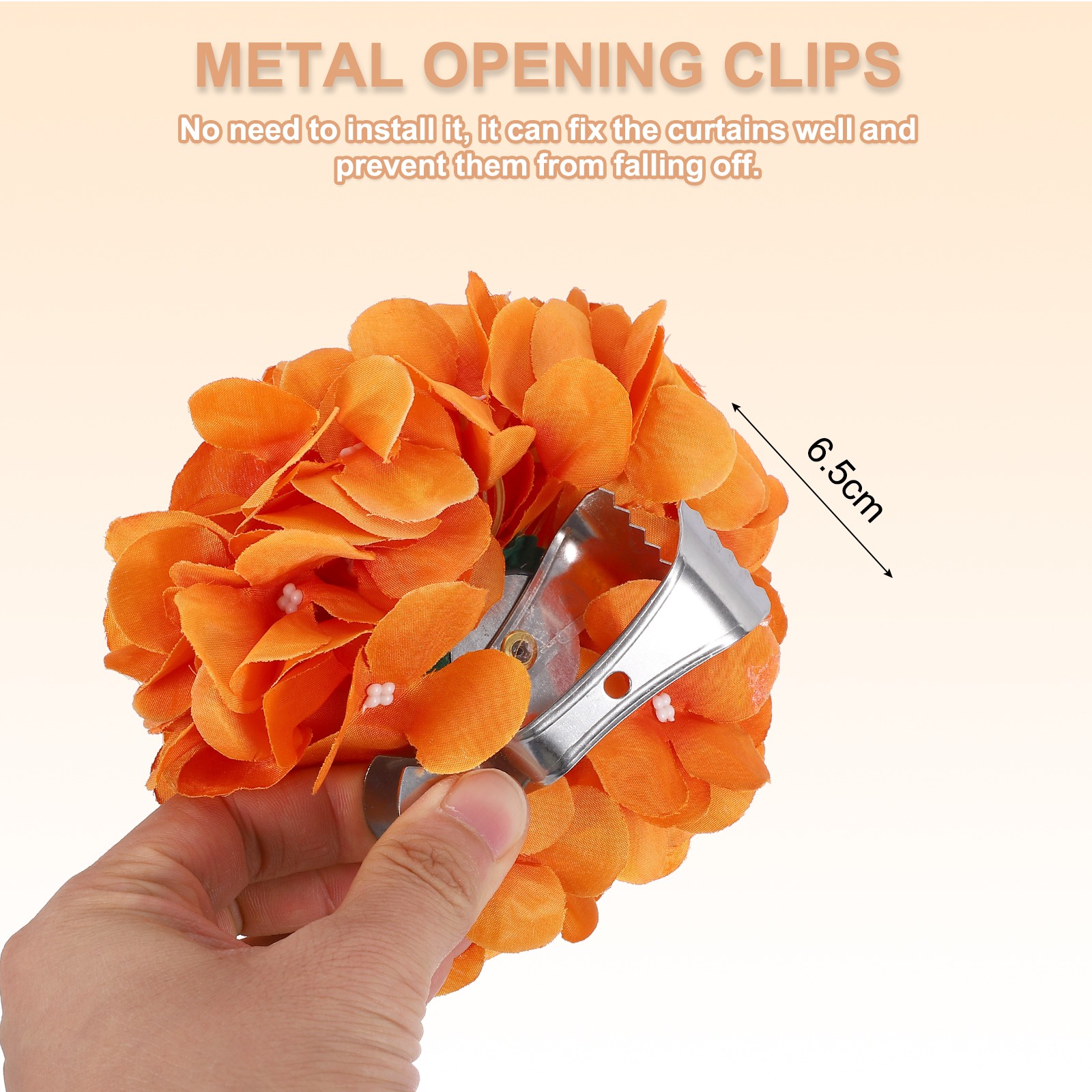 2 Pcs Flower Curtain Tiebacks Artificial Floral Drapery Holder Clip Orange