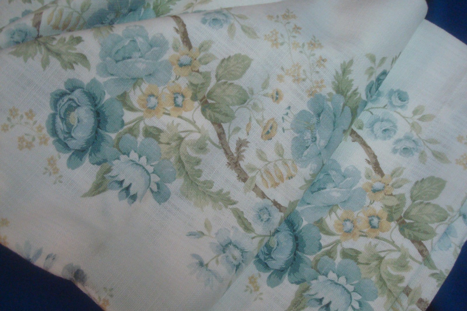 NWT Sanderson 2 pc Window Curtain Panels Hykenham Floral Aqua Blue Cotton 84″ lg