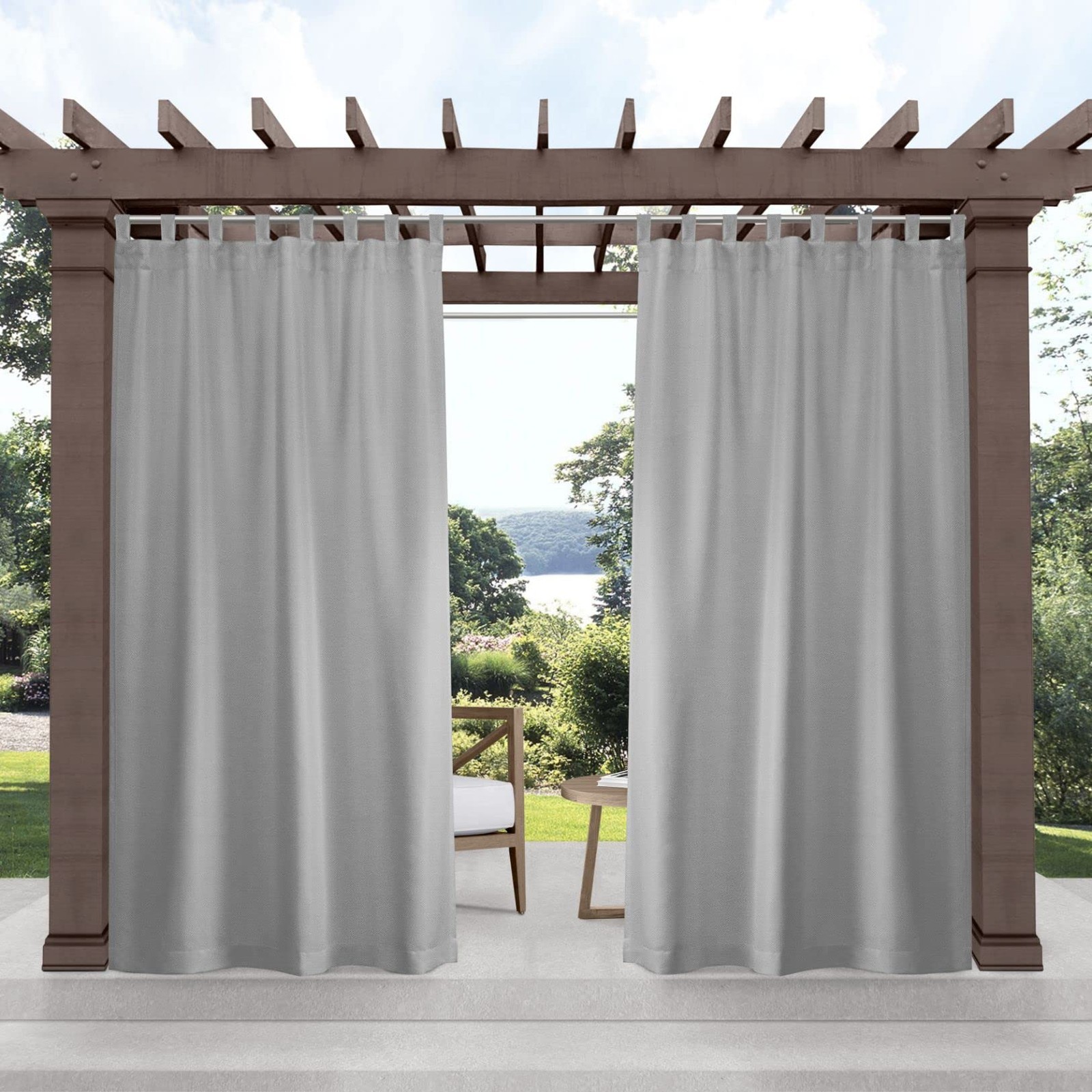 Exclusive Home Cabana Solid Indoor/Outdoor Light Filtering Hook-and-Loop Tab …