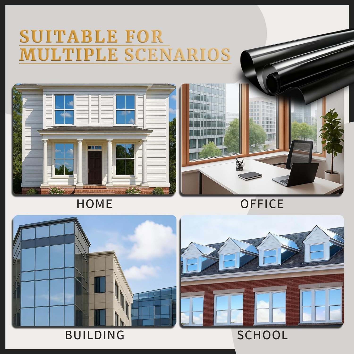 One Way Privacy Window Film – 99% UV Block, Heat Reflective, 36″x100