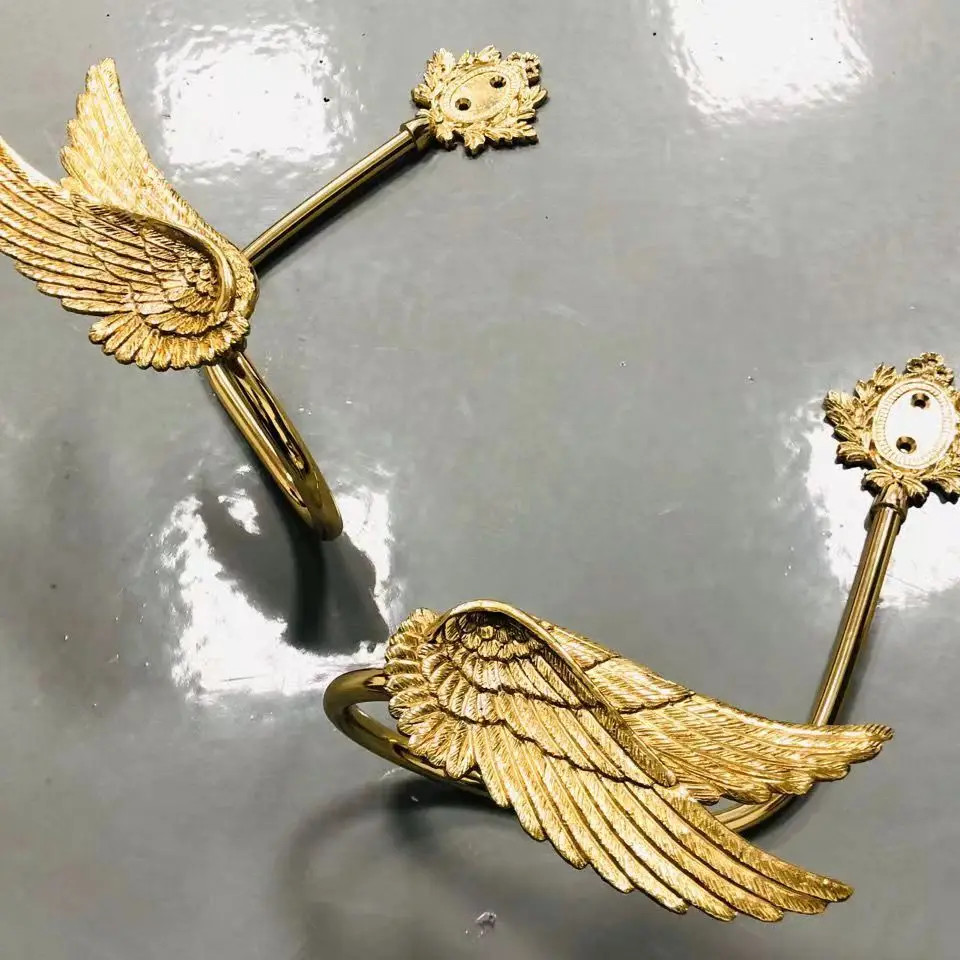 American Vintage Curtain Hook Golden Bird Swallow Curtain Buckles Brass Wall Mou
