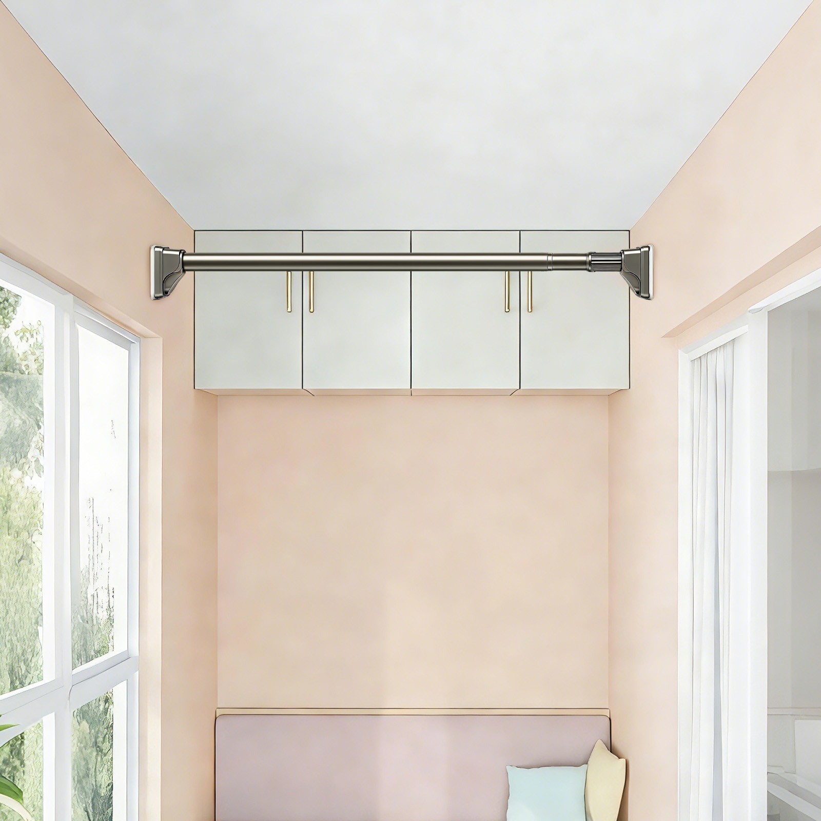 Tension Curtain Rod Without Drilling One-Click Tension Rod Length: 0.7-1.2m