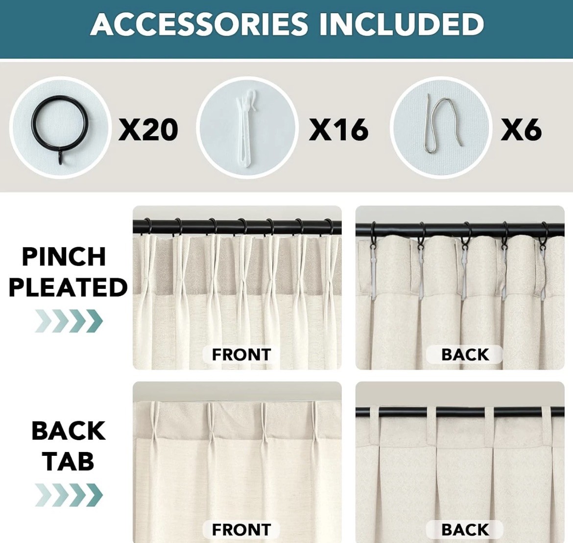Cream Ivory Pinch Pleated Linen Curtains 84″ for Living Room & Bedroom