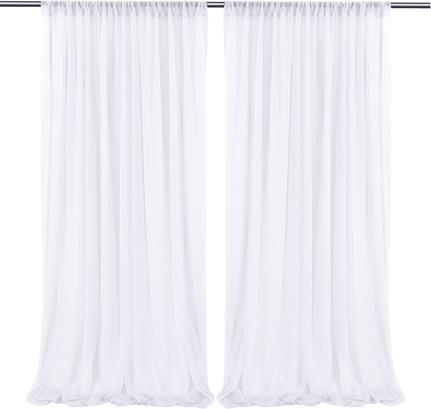10Ft X 10Ft White Chiffon Backdrop Curtains, Wrinkle-Free Sheer Chiffon Fabric P