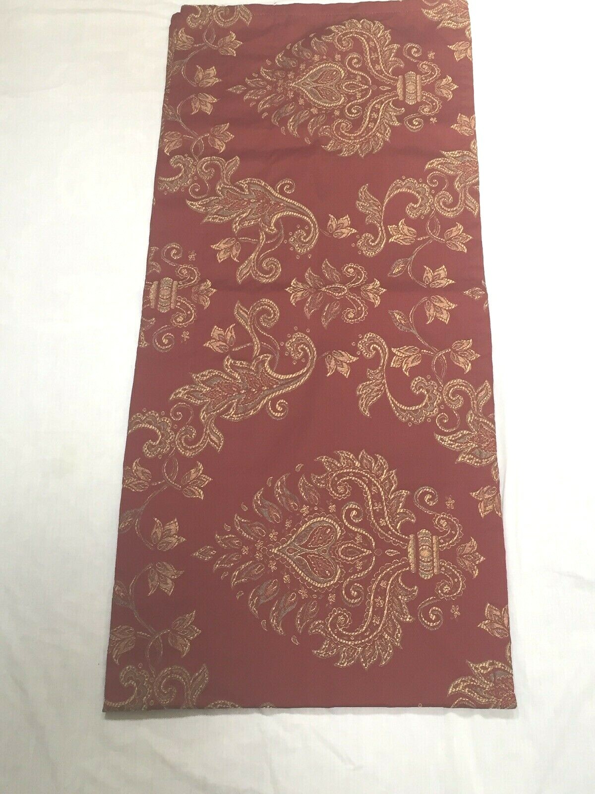 Nobility Floral Jacquard Lined Valance 87 1/4 x18″ Burgundy Yellow Sage 3″ Rod