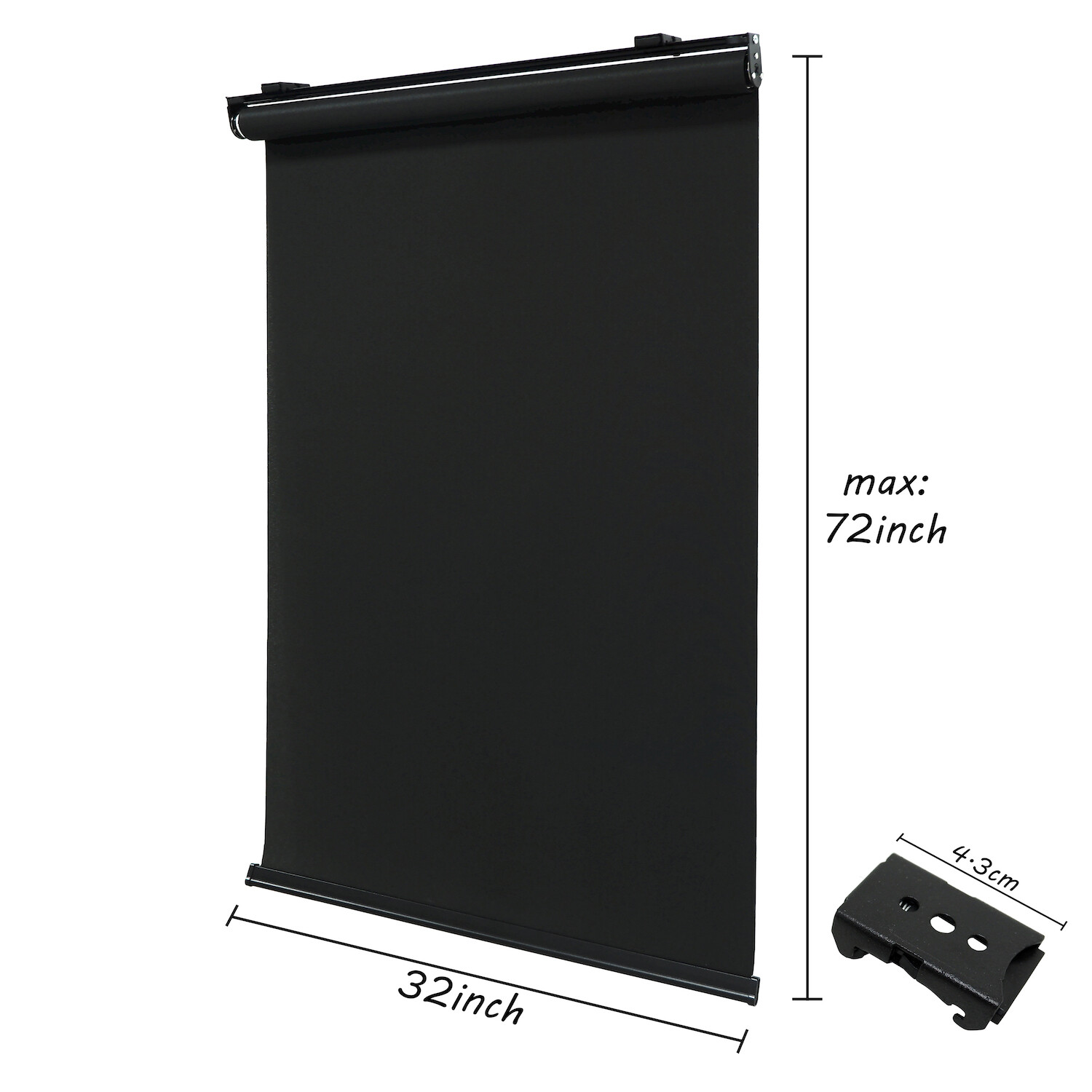 Black 32″x72″ Cordless Blackout Roller Shades Window Blinds Waterproof Insulated