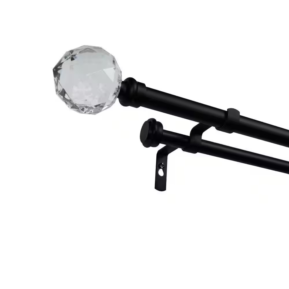 Crystal Ball Double 66 In. – 120 In. Adjustable 3/4 In. Double Curtain Rod Kit i