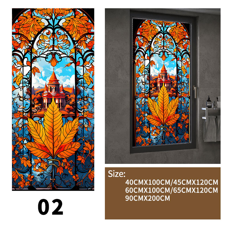 40x100cm/45x120cm Colorful Stained Glass Film Modern Art European Decor Privacy