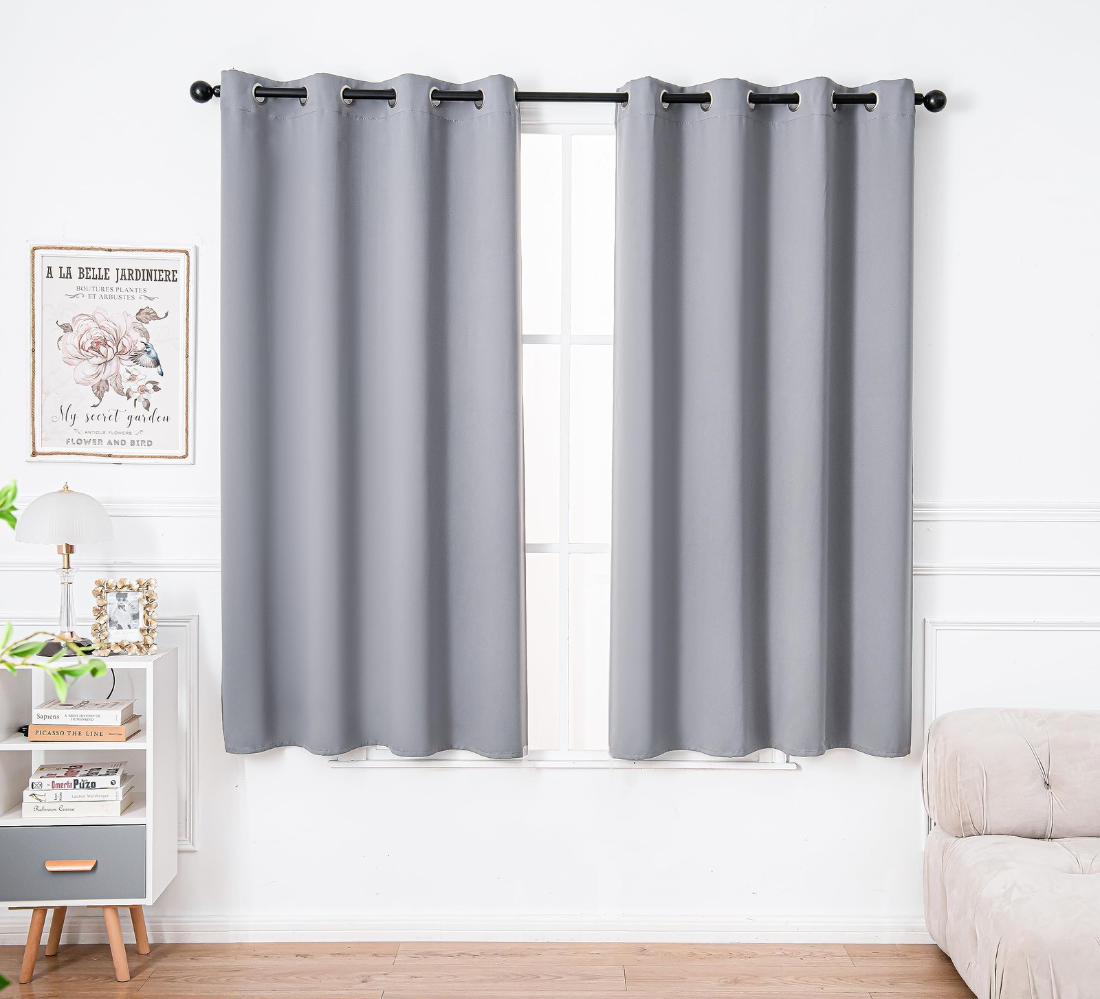 Pi Blackout Curtainsroom Darkening Heat Insulated Ring Top Window Drape For