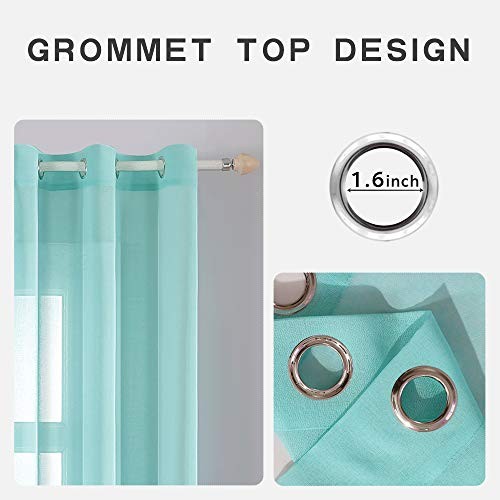 2 Semi Sheer Window Curtains Elegant Grommet 54″W x 84″L (Pack of 2) Turquoise