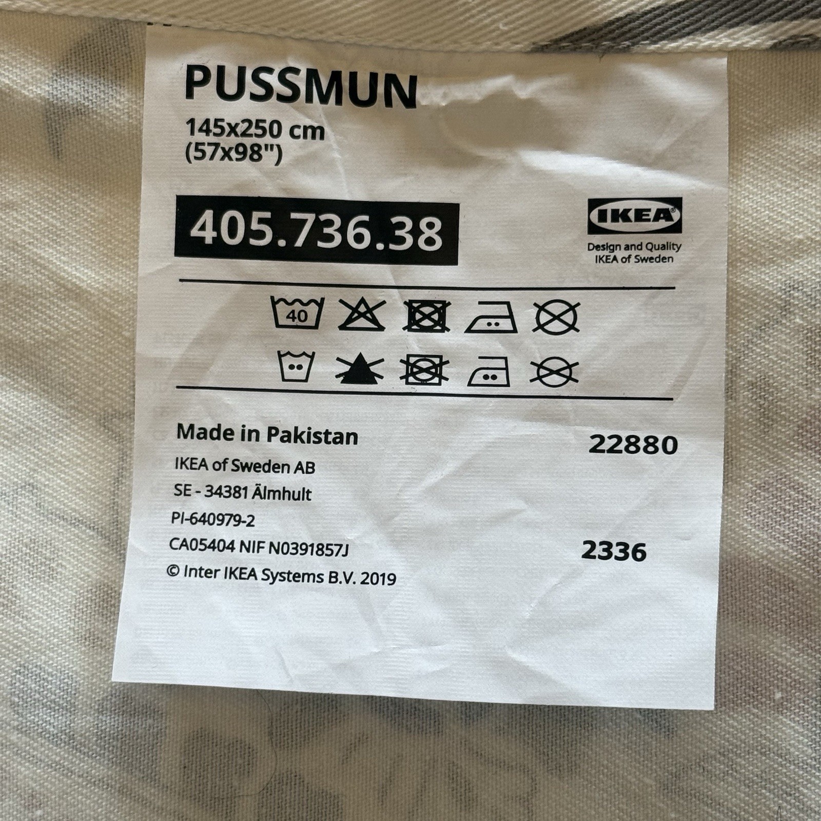 Ikea PUSSMUN Curtains 2 Panels 1 pair 57×98 White/Multicolor Paisley 405.736.38