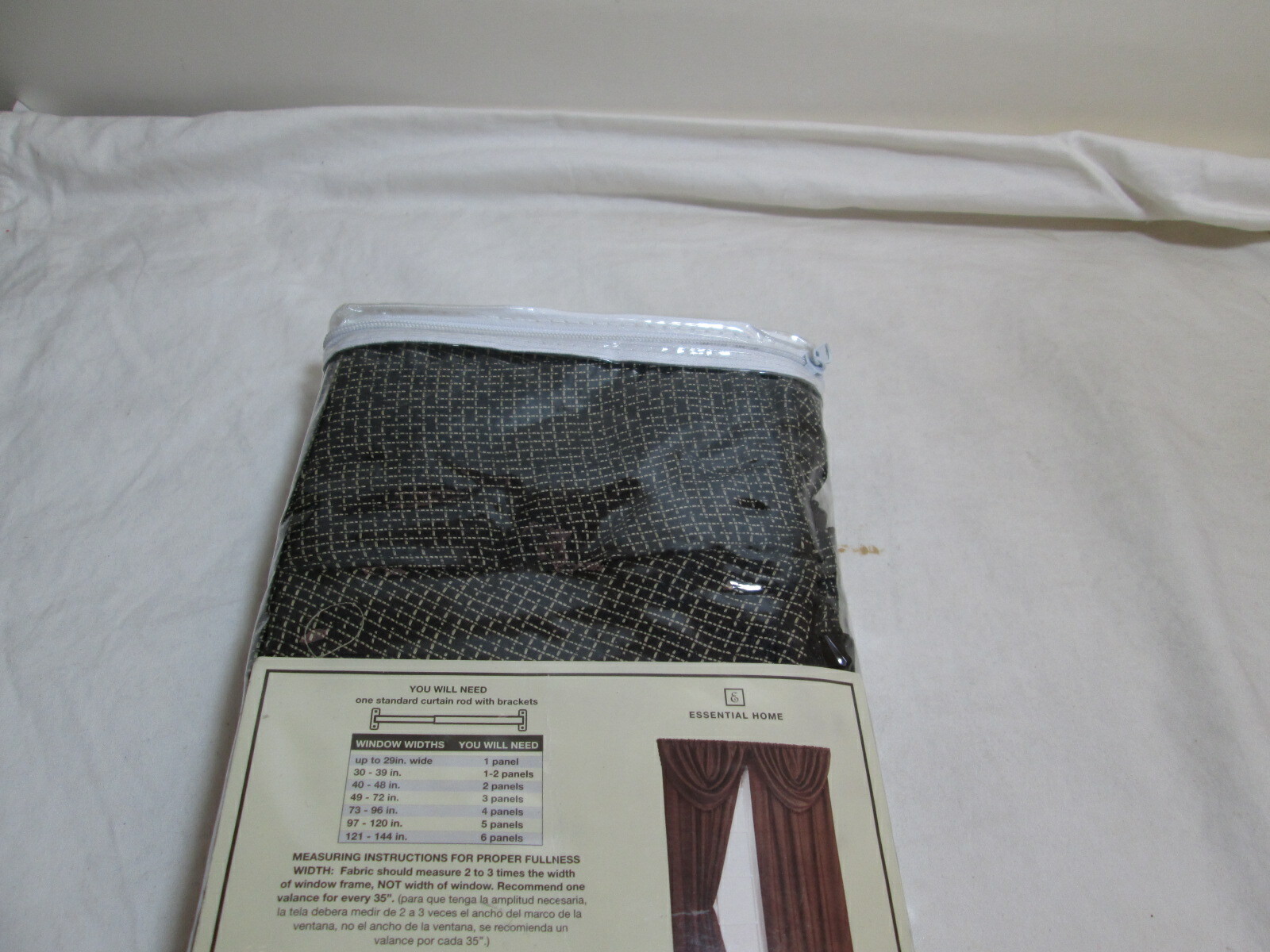 New Essential Home Sheers Beaded Waterfall Valance 64″x36″ ~ Tulsa Black New