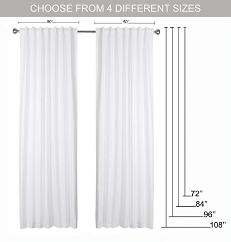 Farm House Curtain-Cotton Textured Slub Fabric -White, 50×72 White & White