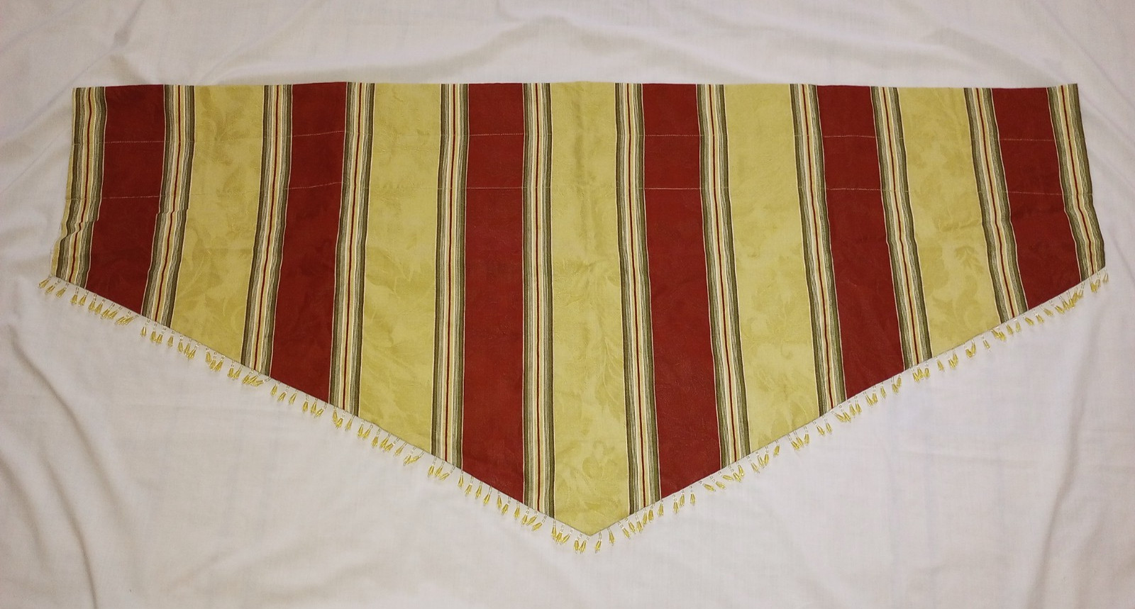 Waverly Beaded Ascot Valance 52×23″ Capulet Stripe Antique Gold Burgundy Green