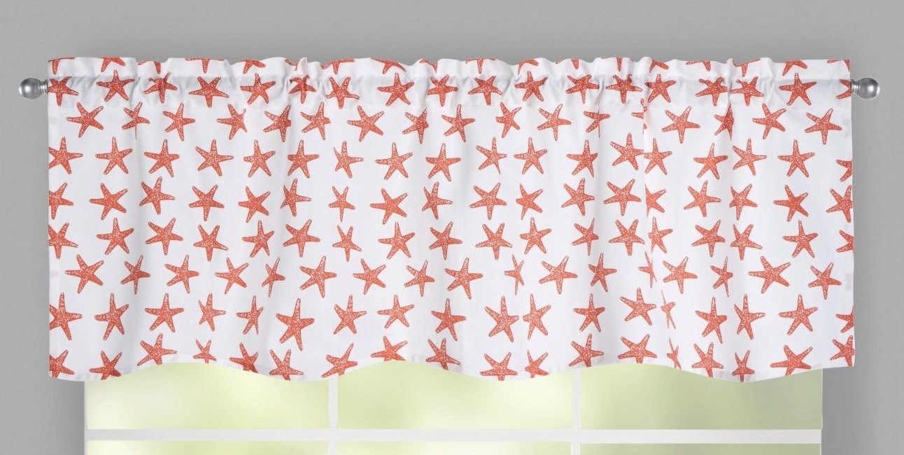 Starfish shell Window Valance 52”W x 18”L – Beach Coastal decor
