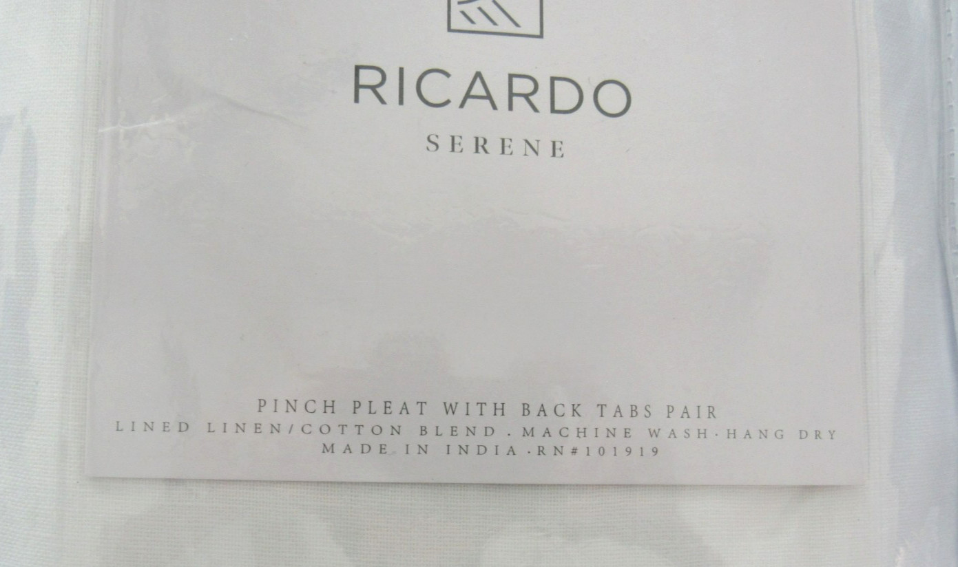 NIP Ricardo Serene Pinch Pleated w/Backtabs White Pair 56″X84″ $313.78