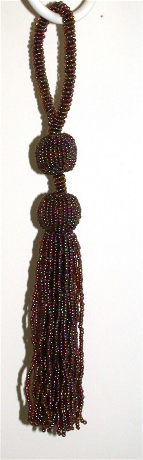 (2) British Trimmings Beaded Tassels w/ 5″ Loop ~ 9″ Long ~ Iridescent **NEW**