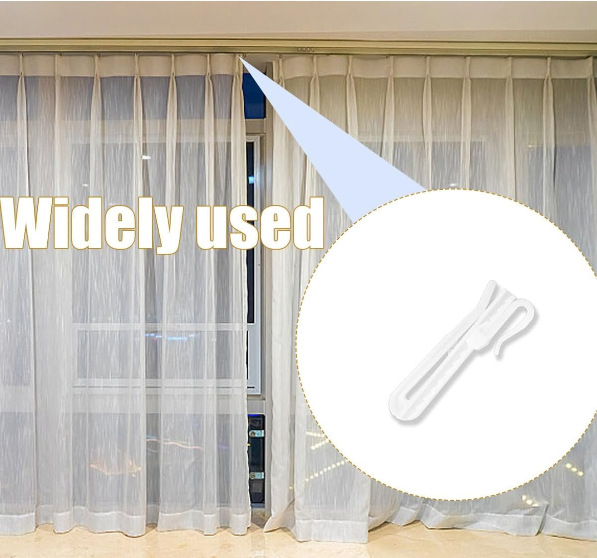 Adjustable Pinch Pleat Curtain Hooks Curtain Clips Plastic 50 Pieces with Rat…