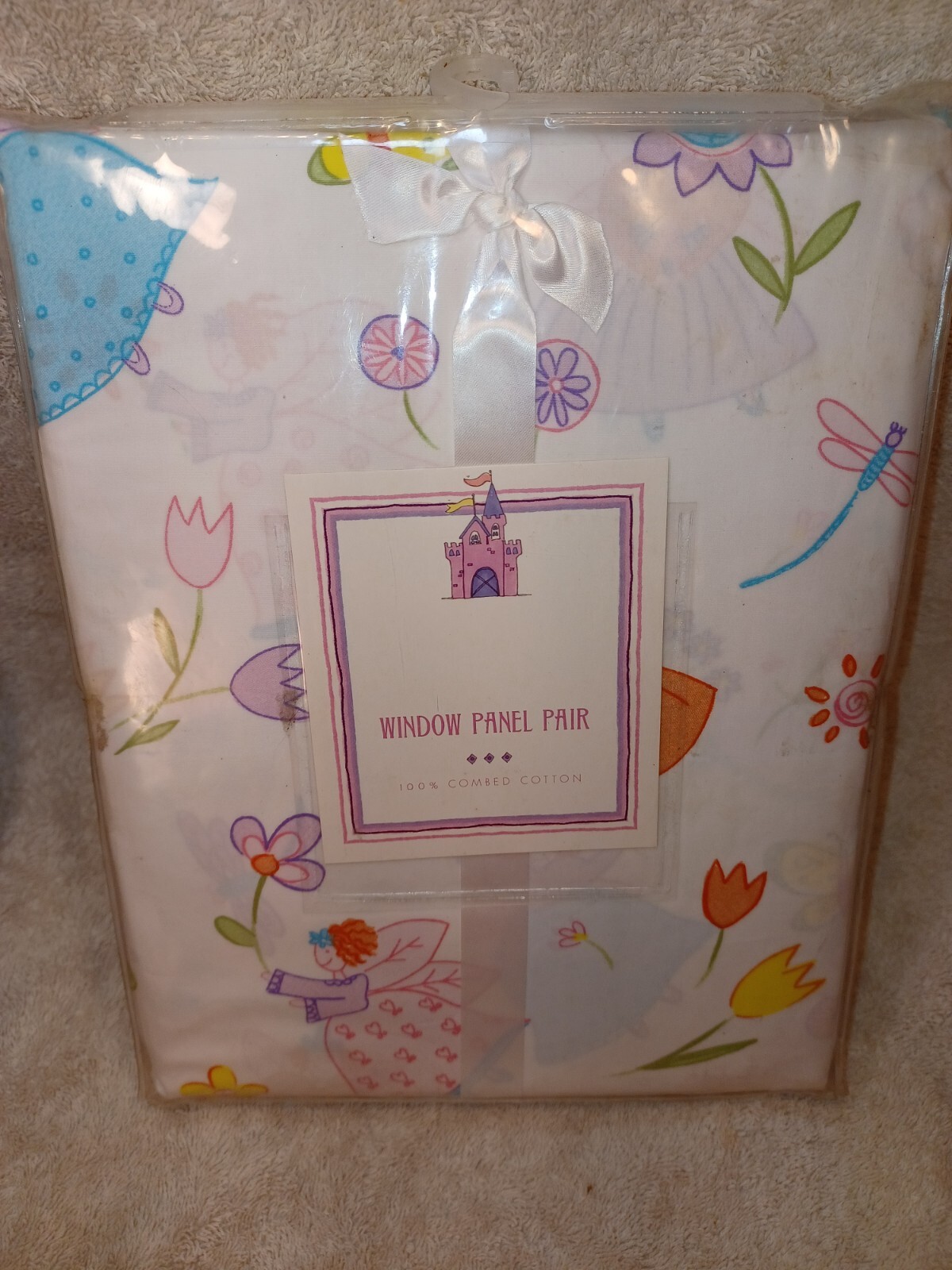 “Princesses” Castle Window Curtain Panel Pair 100% Combed Cotton