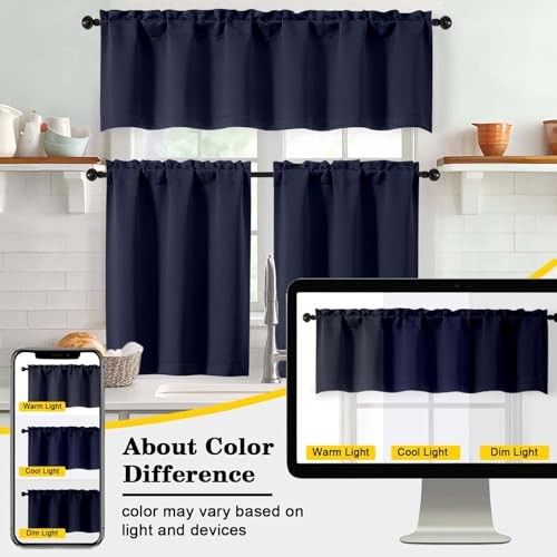 Valances for Windows 1 Piece, Soft Solid 60″W x 14″L (Pack of 1) Navy Blue