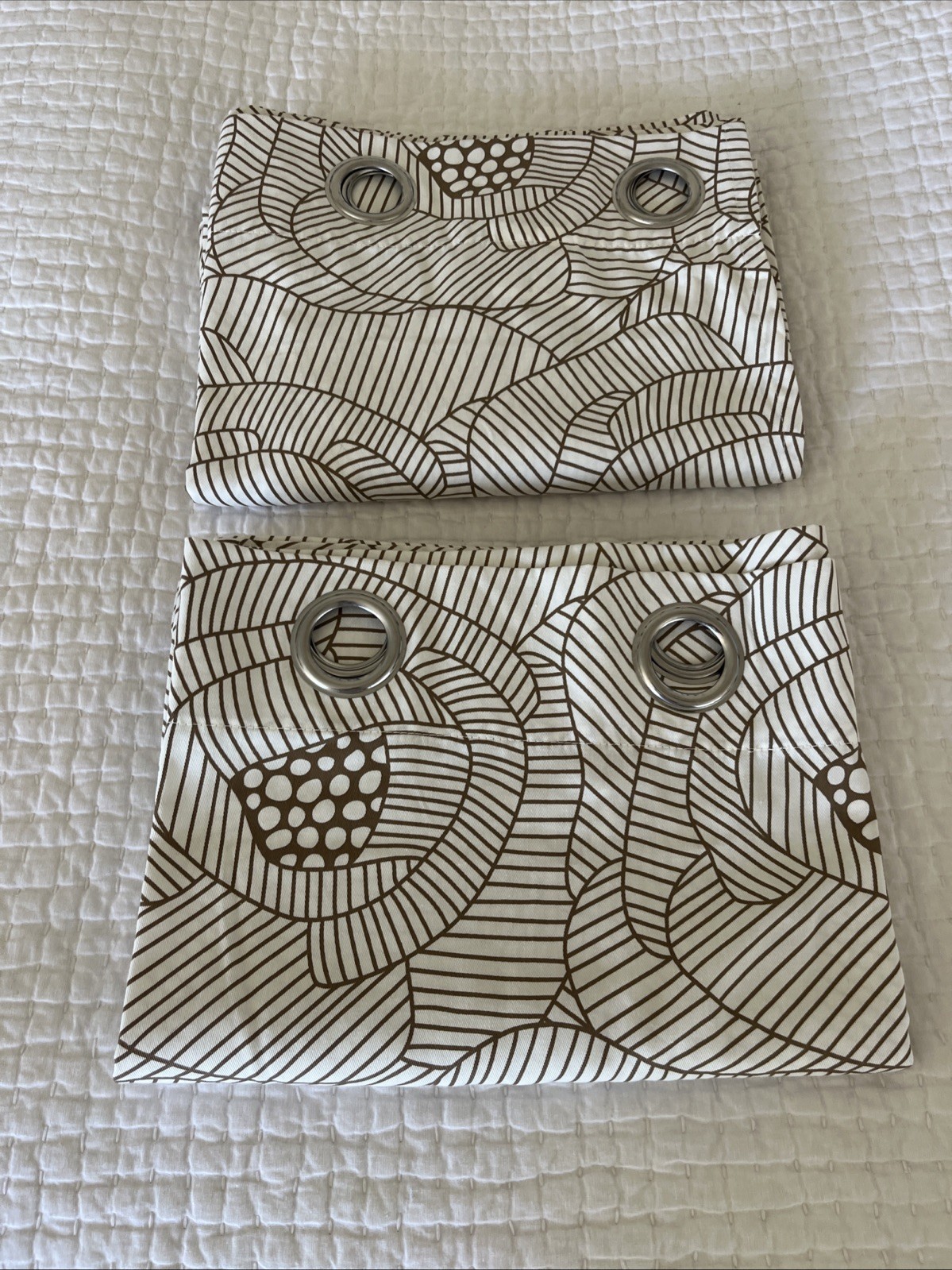 IKEA Set of 2 INGERLISE Mod Floral Unlined Grommet Curtain Panels 56×82”