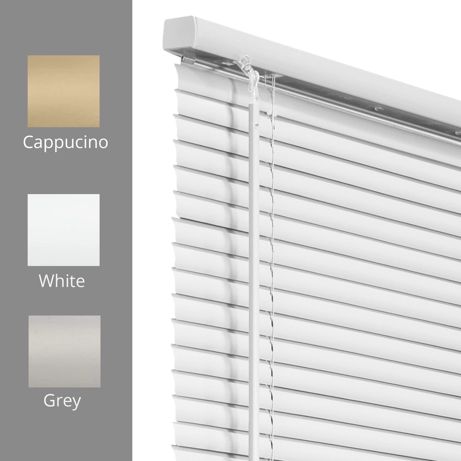Cordless Mini Blinds, 1-inch Slats, Vinyl Window Shades, Light Filtering & Priva