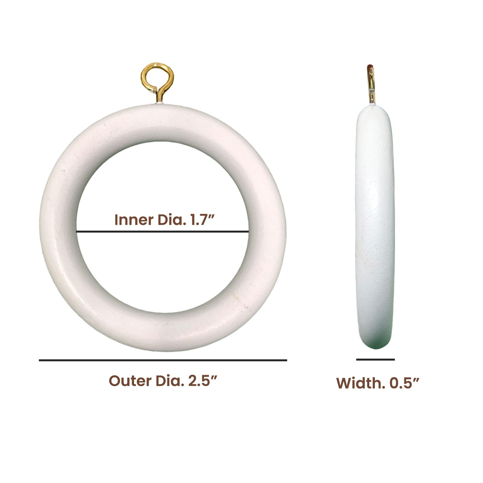 Premium 12 Pcs 12 Pcs Wooden Curtain Drapery Rings, Pure White for 0.5 to 1.2…