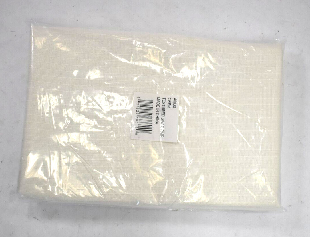 Solid Textured Swag Window Curtains Cream Colored Ribbed Texture 2 Pack