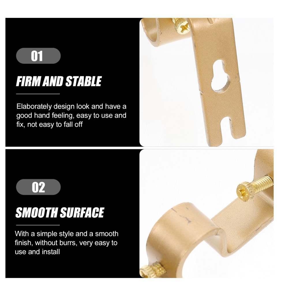 2 Sets Heavy Duty Rod Bracket Wall Mount Curtain Rod Holder Stand