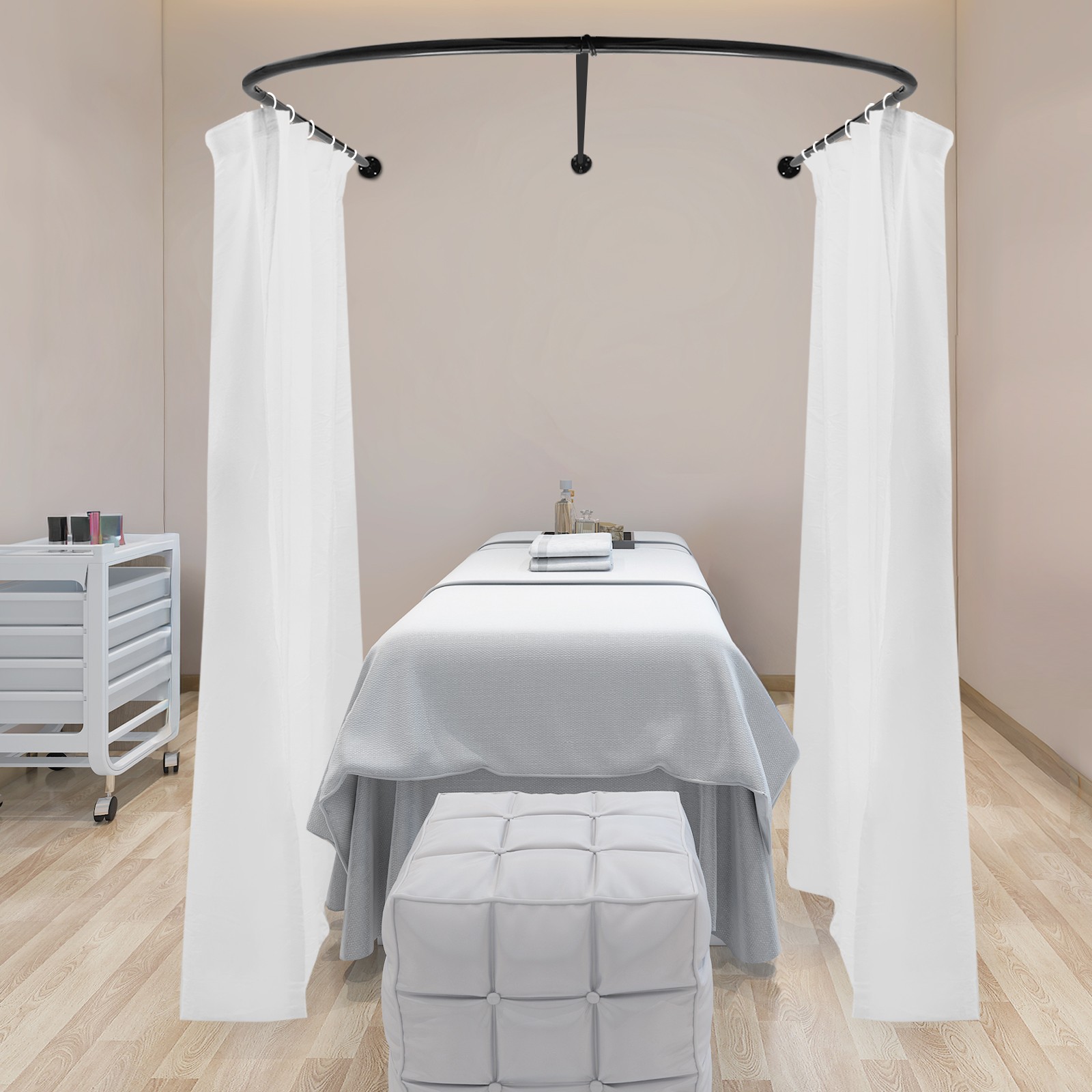 Beauty Salon Partition Curtain Divider w/ Curtain U-Shaped Room Partition Rod