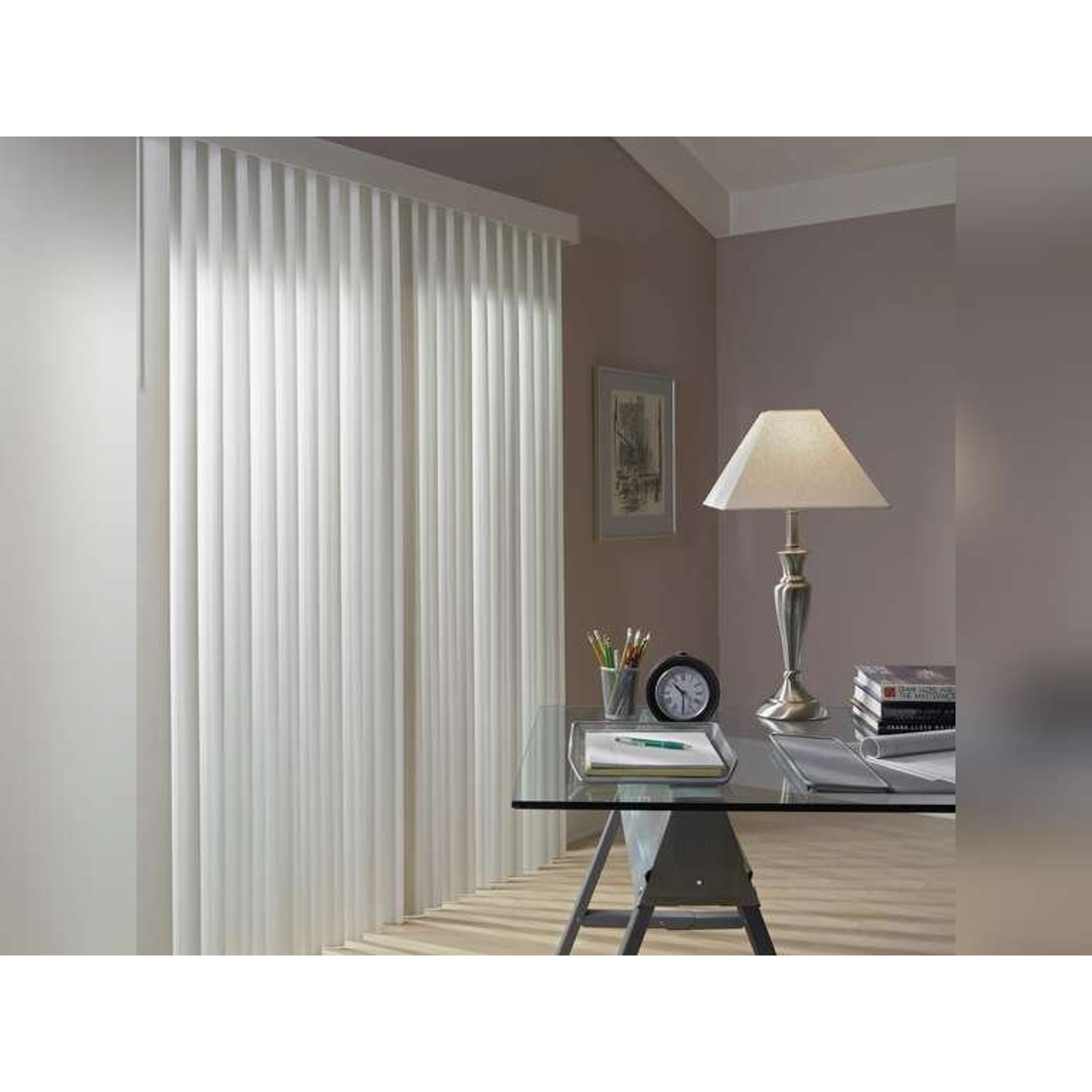 3.5-in Slat Width 78 x 84 Cordless White Vinyl Light Filtering Vertical Blinds